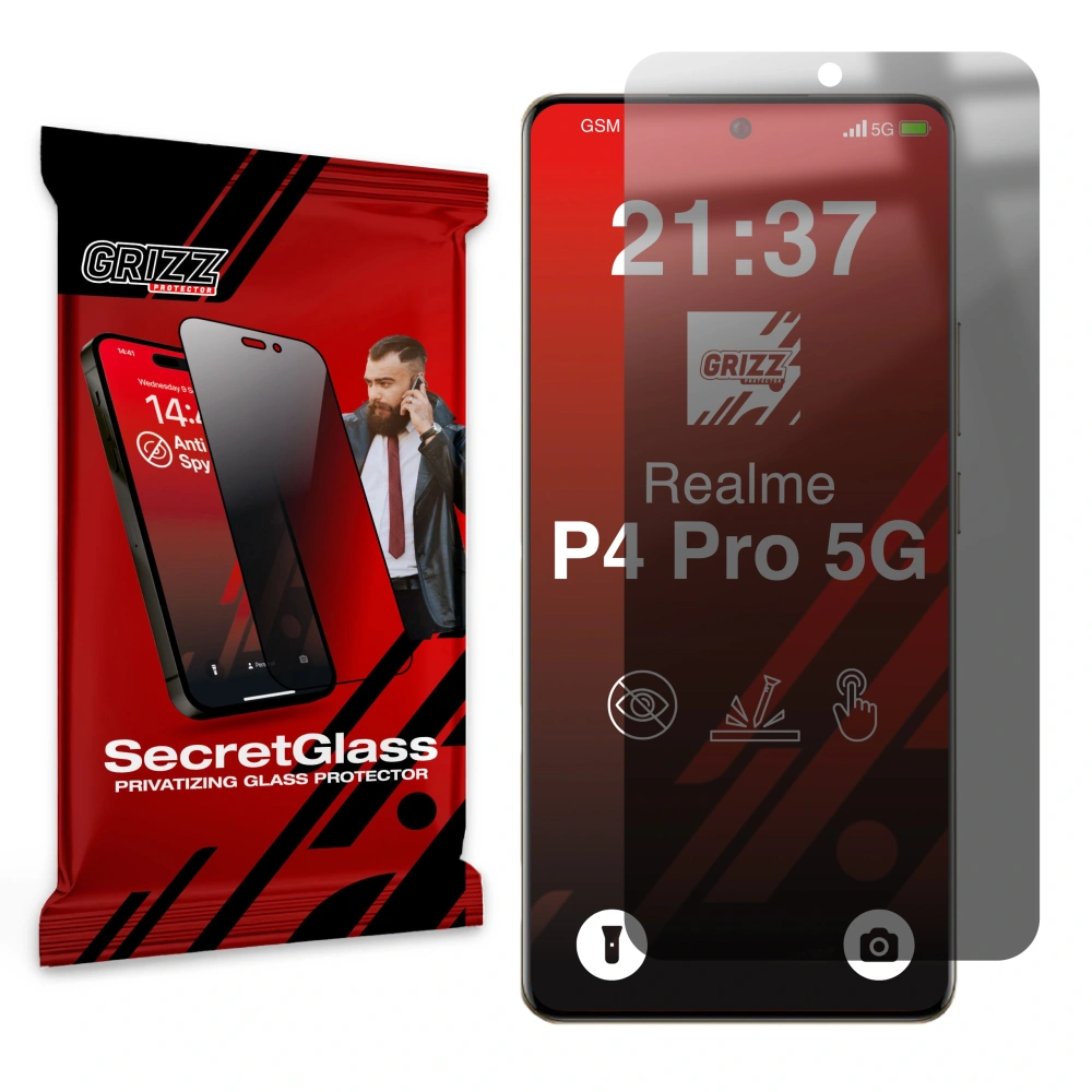 Matowe szkło prywatyzujące GrizzGlass SecretGlass do Realme P4 Pro 5G