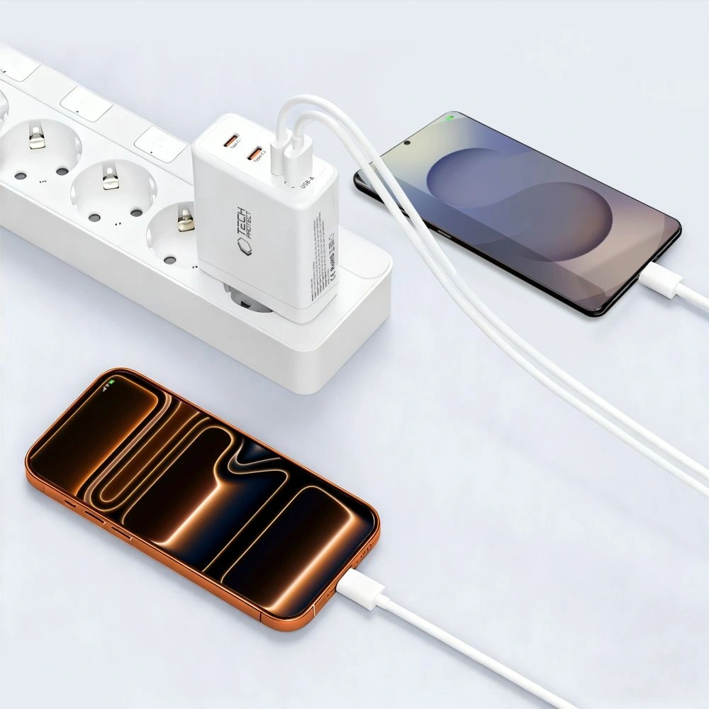 Ładowarka sieciowa Tech-Protect NC120W-GAN 4-port Network Charger PD 120W / QC3.0 White
