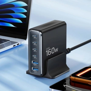 Ładowarka sieciowa Tech-Protect DC160W-GAN 6-port Desktop Charger PD 160W / QC3.0 Black