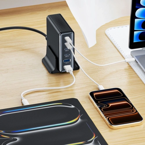 Ładowarka sieciowa Tech-Protect DC160W-GAN 6-port Desktop Charger PD 160W / QC3.0 Black