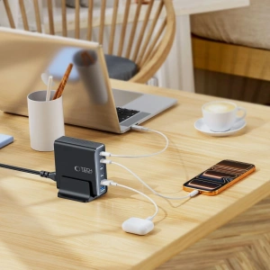 Ładowarka sieciowa Tech-Protect DC160W-GAN 6-port Desktop Charger PD 160W / QC3.0 Black