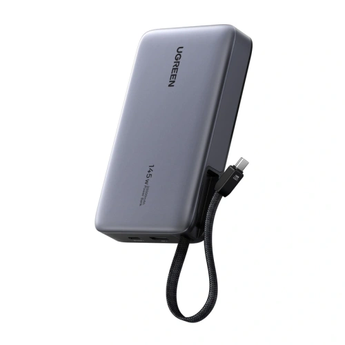 Powerbank 20000mAh Ugreen PB551 145W USB-A, USB-C + wbudowany kabel (szary)
