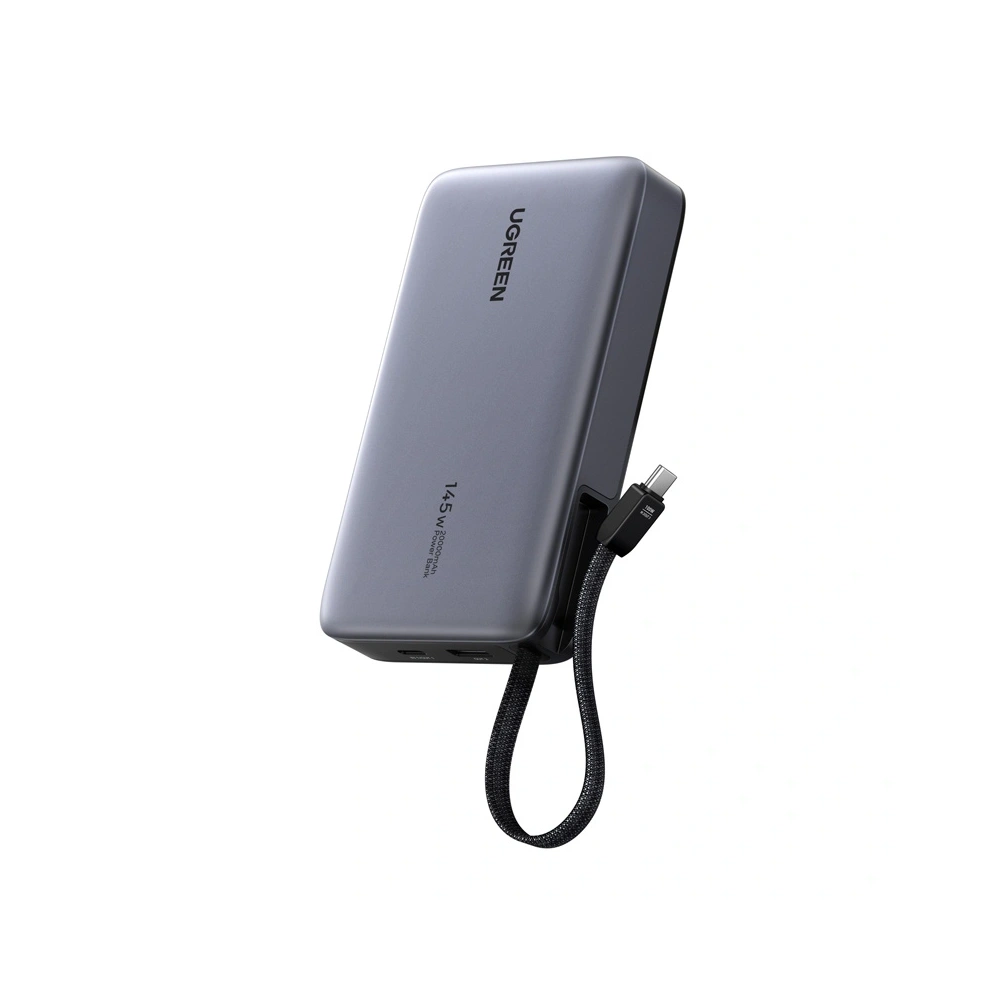 Powerbank 20000mAh Ugreen PB551 145W USB-A, USB-C + wbudowany kabel (szary)