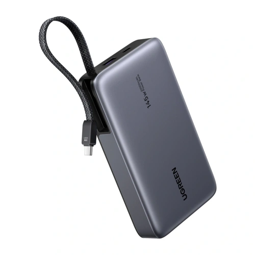 Powerbank 20000mAh Ugreen PB551 145W USB-A, USB-C + wbudowany kabel (szary)