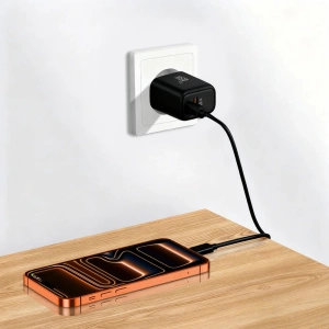 Ładowarka sieciowa Tech-Protect NCA45W-GAN USB-A, USB-C Network Charger PD 45W / QC3.0 + USB-C Cable Black