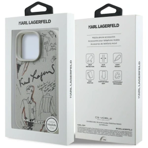 Etui Karl Lagerfeld Grained Pattern & Logo MagSafe do Apple iPhone 16 Pro Max szary