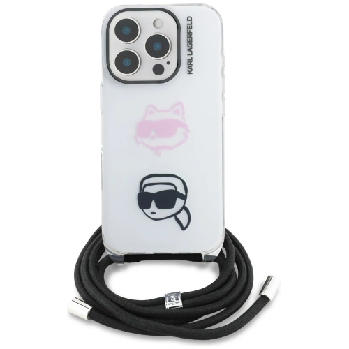 Etui Karl Lagerfeld IML Crossbody Karl&Choupette Head do Apple iPhone 16 Pro biały