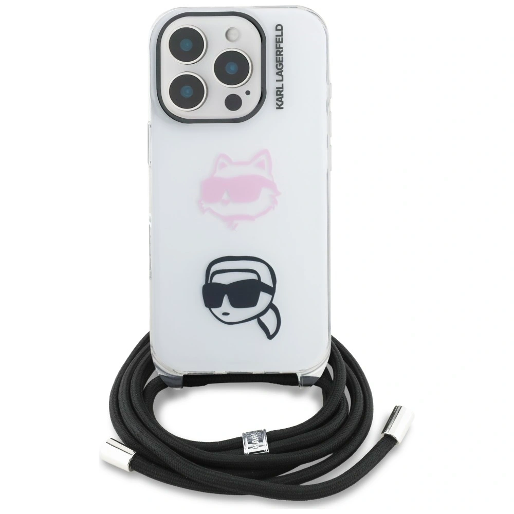Etui Karl Lagerfeld IML Crossbody Karl&Choupette Head do Apple iPhone 16 Pro biały