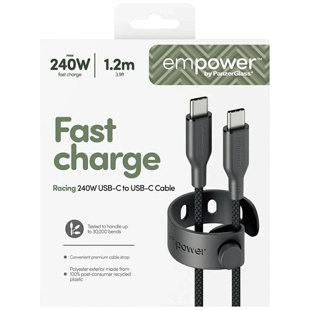 Kabel Empower by PanzerGlass Racing 240W USB-C / USB-C 1.2m czarny