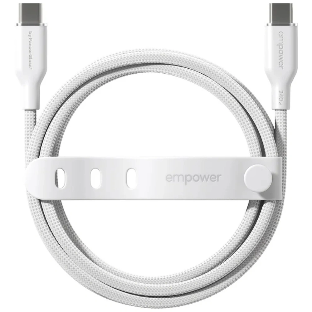 Kabel Empower by PanzerGlass Racing 240W USB-C / USB-C 1.2m srebrno-czarny