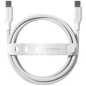 Kabel Empower by PanzerGlass Racing 60W USB-C / USB-C 1.2m srebrno-biały