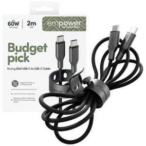 Kabel Empower by PanzerGlass Racing 60W USB-C / USB-C 2m czarny