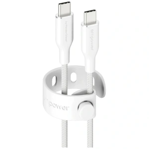 Kabel Empower by PanzerGlass Racing 60W USB-C / USB-C 2m srebrno-biały