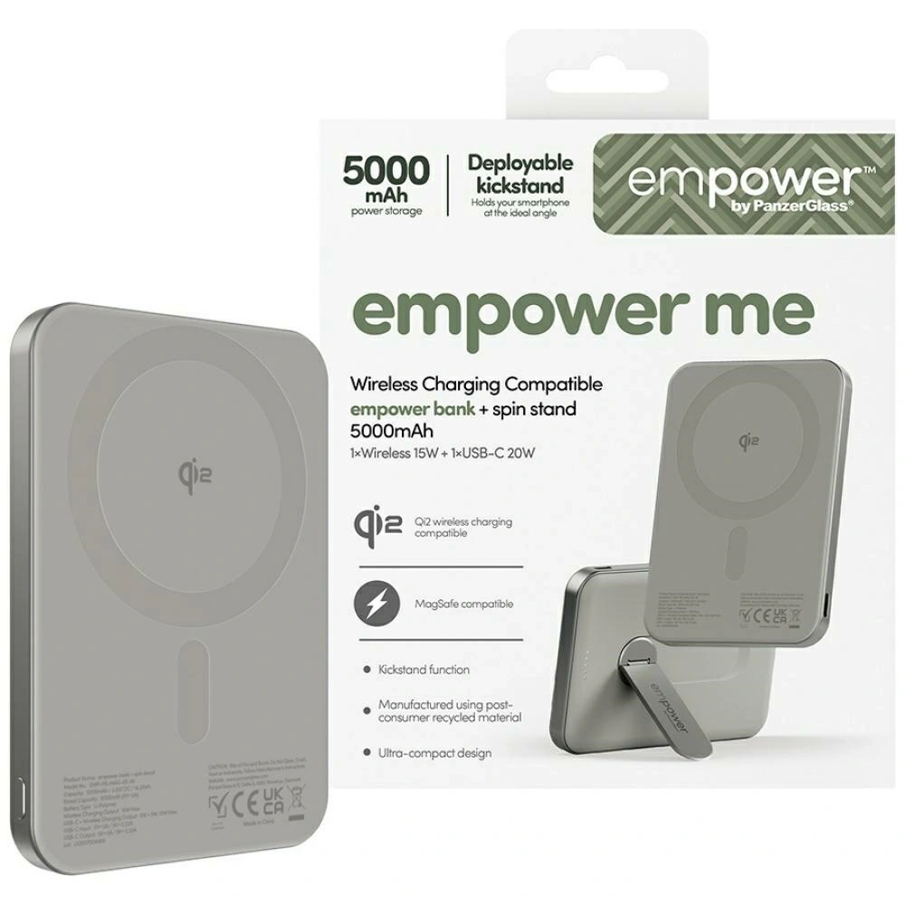 Powerbank Empower by PanzerGlass Bank w. Spin Stand 5000mAh tytanowy