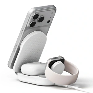 Ładowarka bezprzewodowa Ringke Qi2.2 25w 3in1 Magnetic MagSafe Wireless Folding Charger White