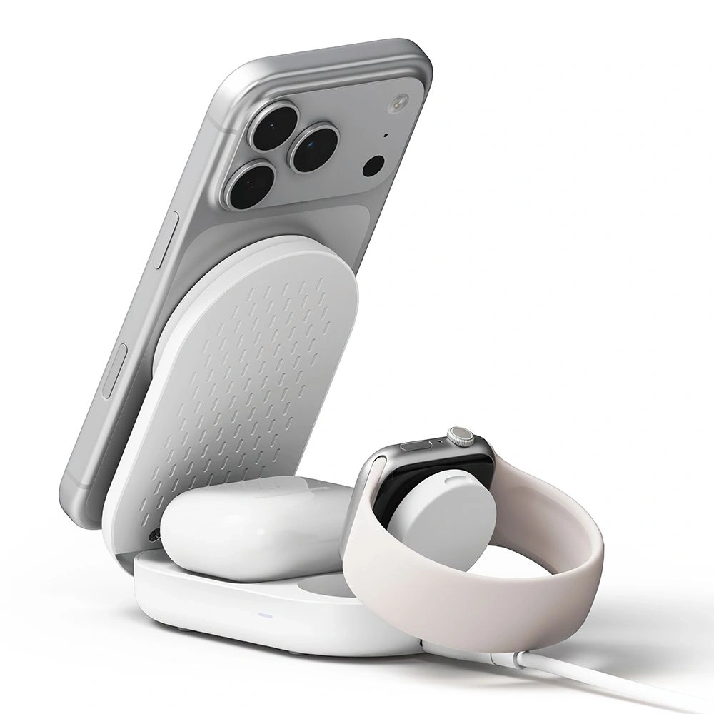 Ładowarka bezprzewodowa Ringke Qi2.2 25w 3in1 Magnetic MagSafe Wireless Folding Charger White