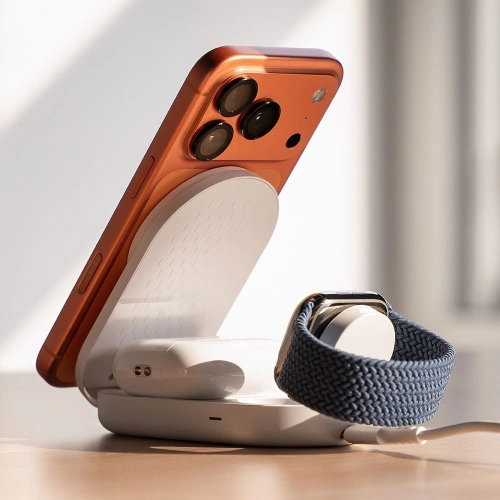 Ładowarka bezprzewodowa Ringke Qi2.2 25w 3in1 Magnetic MagSafe Wireless Folding Charger White