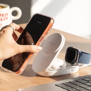 Ładowarka bezprzewodowa Ringke Qi2.2 25w 3in1 Magnetic MagSafe Wireless Folding Charger White
