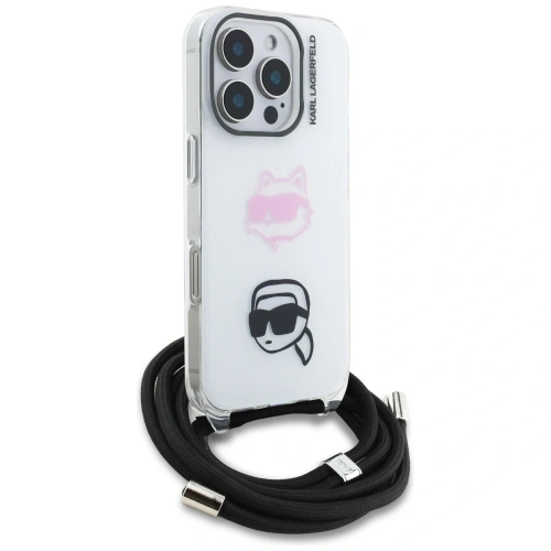 Etui Karl Lagerfeld IML Crossbody Karl&Choupette Head do Apple iPhone 16 Pro Max biały