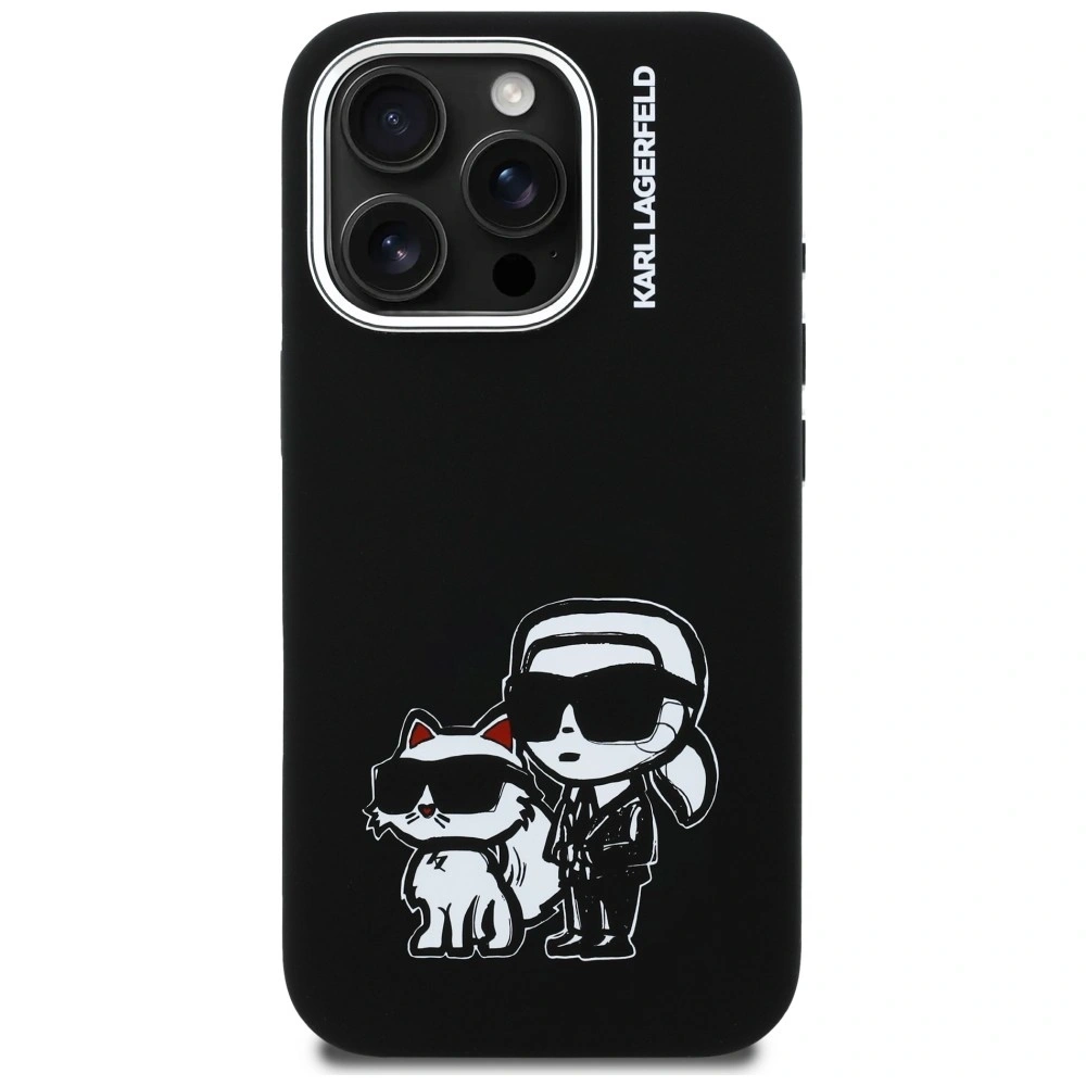 Etui Karl Lagerfeld Silicone Karl&Choupette Sketch MagSafe do Apple iPhone 16 Pro Max czarny