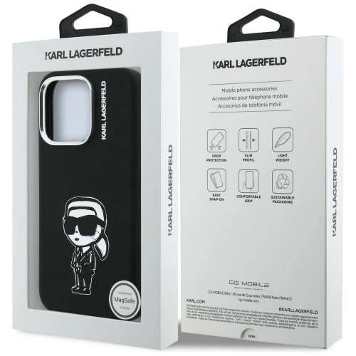 Etui Karl Lagerfeld Silicone Karl Sketch MagSafe do Apple iPhone 16 Pro czarny