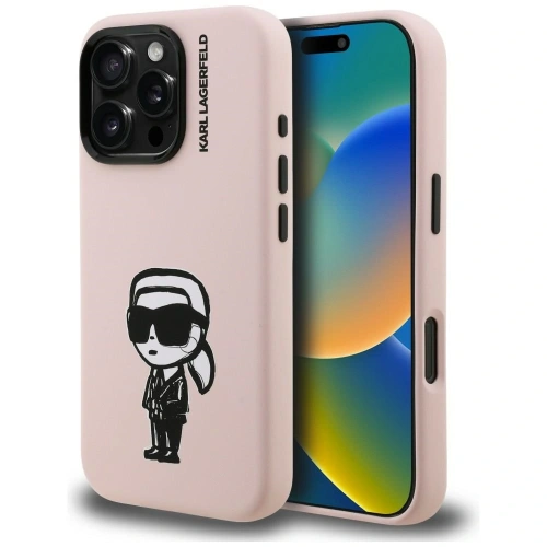 Etui Karl Lagerfeld Silicone Karl Sketch MagSafe do Apple iPhone 16 Pro różowy