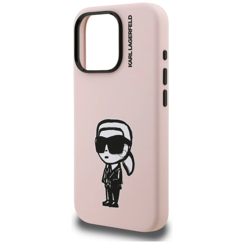Etui Karl Lagerfeld Silicone Karl Sketch MagSafe do Apple iPhone 16 Pro różowy