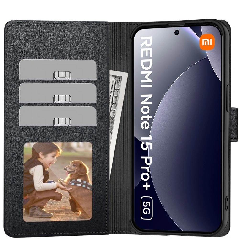 Etui z klapką Tech-Protect Wallet do Xiaomi Redmi Note 15 Pro+ Plus 5G Matte Black