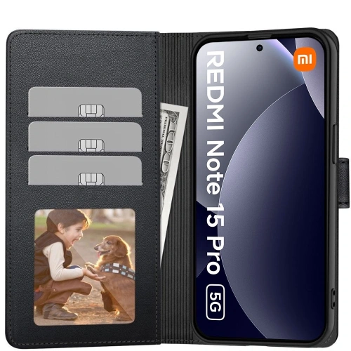 Etui z klapką Tech-Protect Wallet do Xiaomi Redmi Note 15 Pro 5G Matte Black