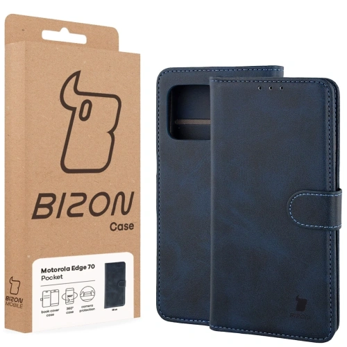 Etui z klapką Bizon Case Pocket do Motorola Edge 70 granatowe