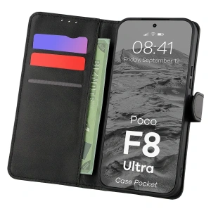 Etui z klapką Bizon Case Pocket do Xiaomi POCO F8 Ultra czarne