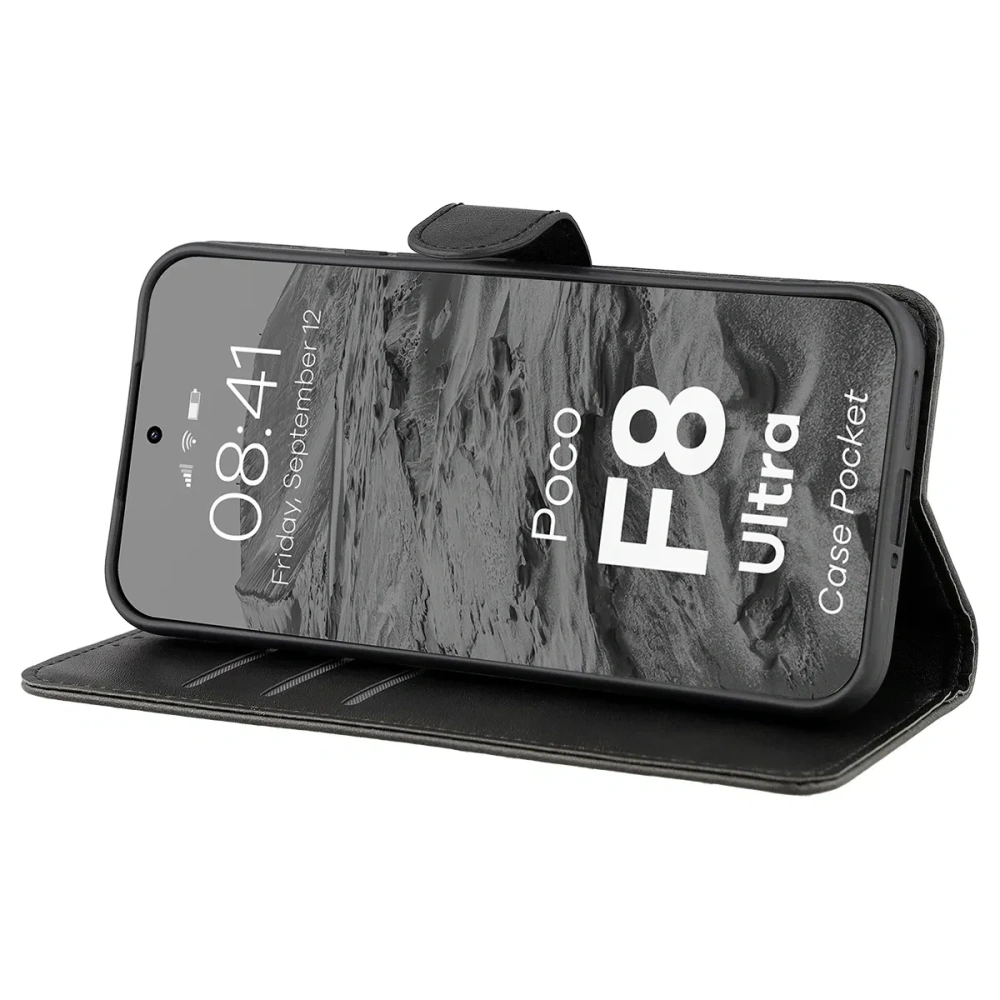 Etui z klapką Bizon Case Pocket do Xiaomi POCO F8 Ultra czarne