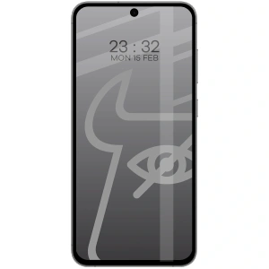 Prywatyzujące szkło hartowane Bizon Glass Edge Shadow Duo do Galaxy S25 FE / S24 FE / A36 5G / A56 5G przyciemniane z czarną ramką [2 PACK]