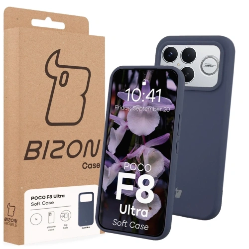 Silikonowe etui Bizon Soft Case do Xiaomi POCO F8 Ultra ciemnoniebieskie
