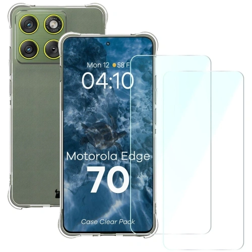 Elastyczne etui + 2x szkło hartowane Bizon Case Clear Pack do Motorola Edge 70