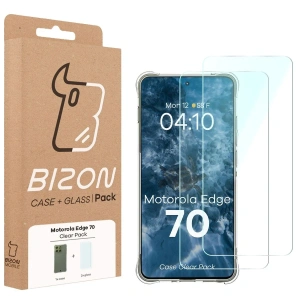 Elastyczne etui + 2x szkło hartowane Bizon Case Clear Pack do Motorola Edge 70