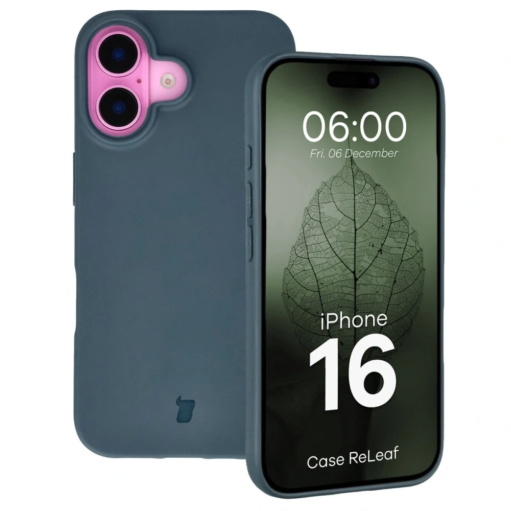 Etui z recyklingu Bizon Case ReLeaf do Apple iPhone 16 ciemnoniebieskie