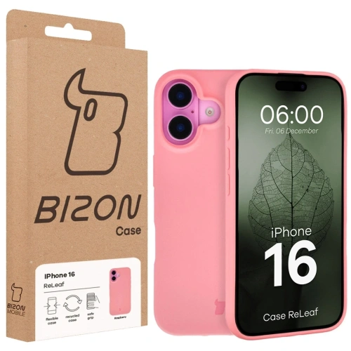 Etui z recyklingu Bizon Case ReLeaf do Apple iPhone 16 różowe