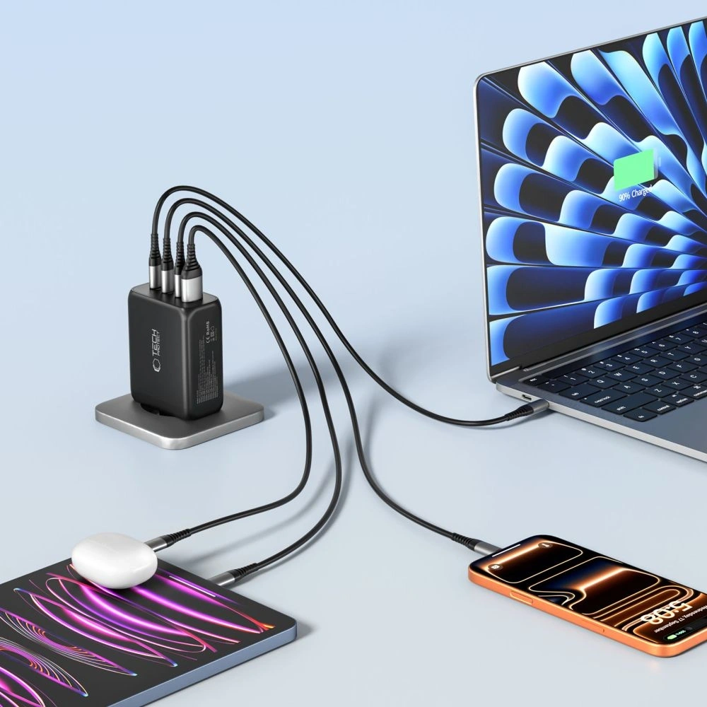 Ładowarka sieciowa Tech-Protect NC200W-GAN 4-port Network Charger PD 200W / QC3.0 Black