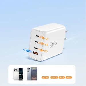 Ładowarka sieciowa Tech-Protect NC200W-GAN 4-port Network Charger PD 200W / QC3.0 White