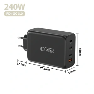 Ładowarka sieciowa Tech-Protect NC240W-GAN 4-port Network Charger PD 240W / QC3.0 Black