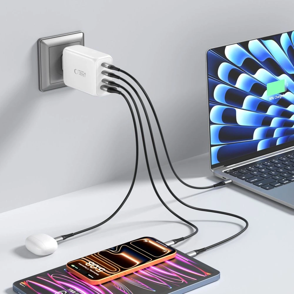 Ładowarka sieciowa Tech-Protect NC240W-GAN 4-port Network Charger PD 240W / QC3.0 White