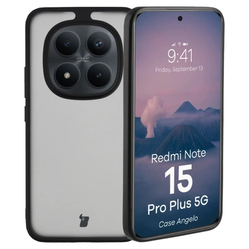 Etui Bizon Case Angelo do Xiaomi Redmi Note 15 Pro+ Plus 5G przydymione z czarną ramką