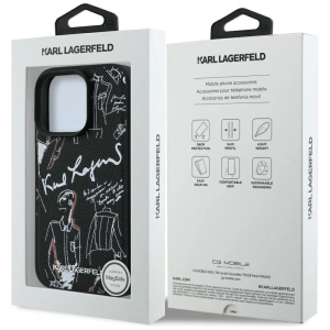 Etui Karl Lagerfeld Grained Pattern & Logo MagSafe do Apple iPhone 16 Pro Max czarny