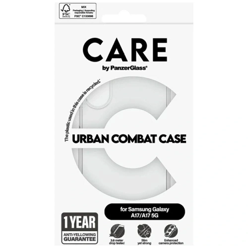 Etui CARE by PanzerGlass Flagship Urban Combat do Samsung Galaxy M17 5G / A17 / A17 5G przezroczysty