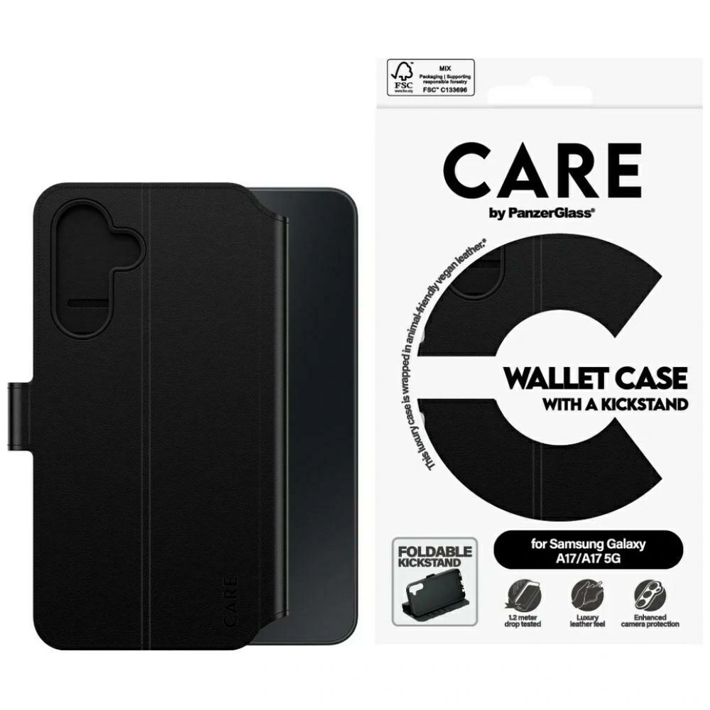 Etui CARE by PanzerGlass Wallet Case M. Kickstand do Samsung Galaxy M17 5G / A17 / A17 5G czarny