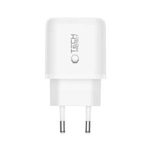 Ładowarka sieciowa Tech-Protect NCA45W-GAN USB-A, USB-C Network Charger PD 45W / QC3.0 + USB-C Cable White