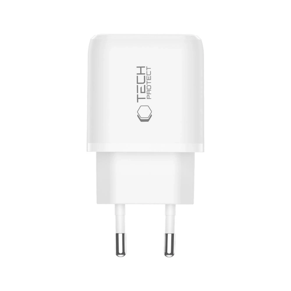 Ładowarka sieciowa Tech-Protect NCA45W-GAN USB-A, USB-C Network Charger PD 45W / QC3.0 + USB-C Cable White