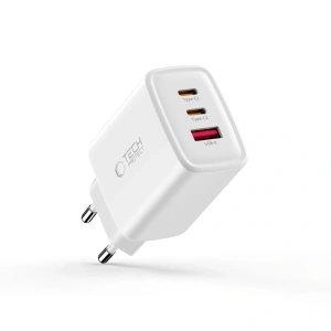 Ładowarka sieciowa Tech-Protect NCA65W-GAN USB-A, 2xUSB-C Network Charger PD 65W / QC3.0 White
