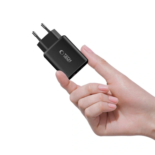 Ładowarka sieciowa Tech-Protect NCA65W-GAN USB-A, 2xUSB-C Network Charger PD 65W / QC3.0 Black